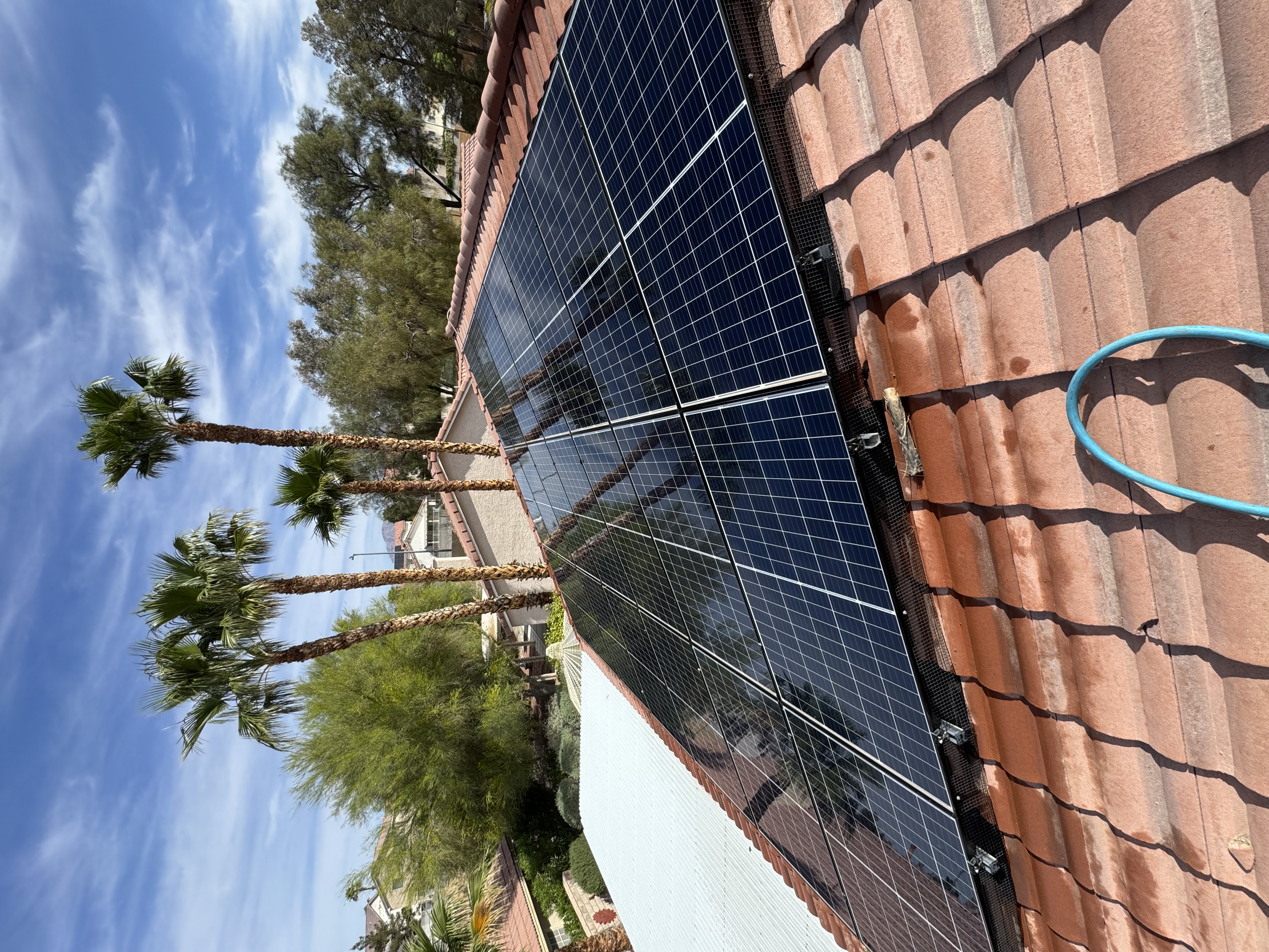 Rooftop solar panel array in the Las Vegas desert