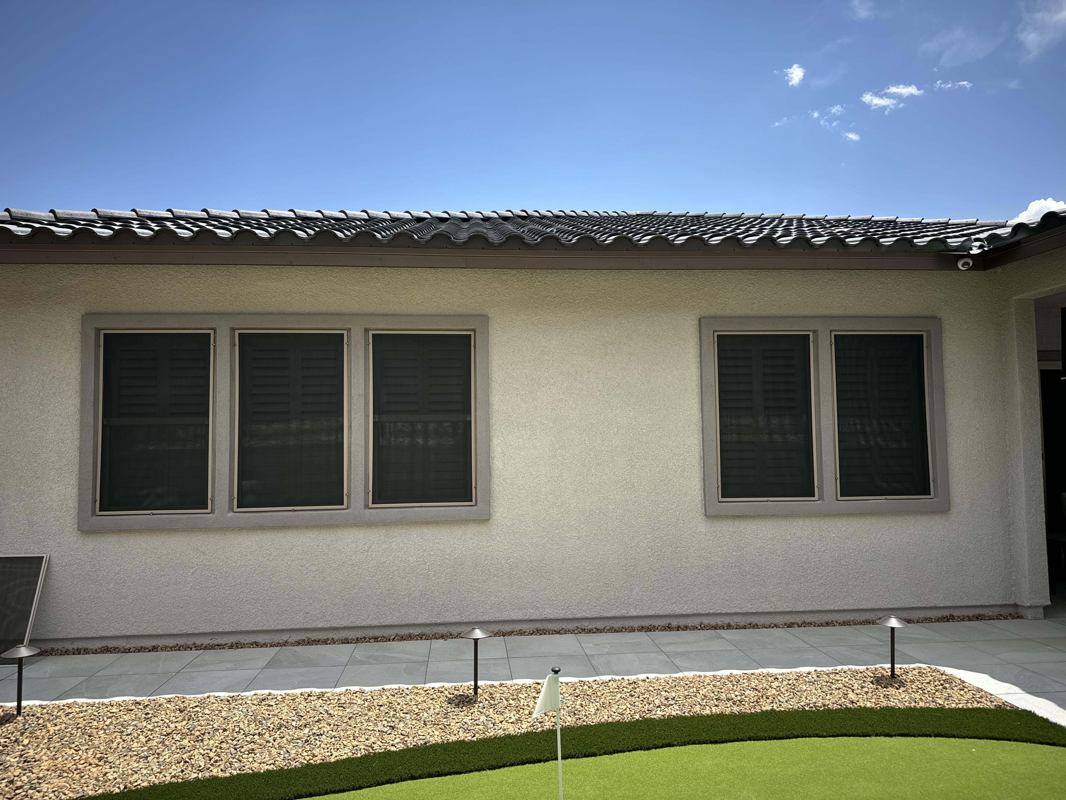 Solar screens on south-facing windows of a Las Vegas home